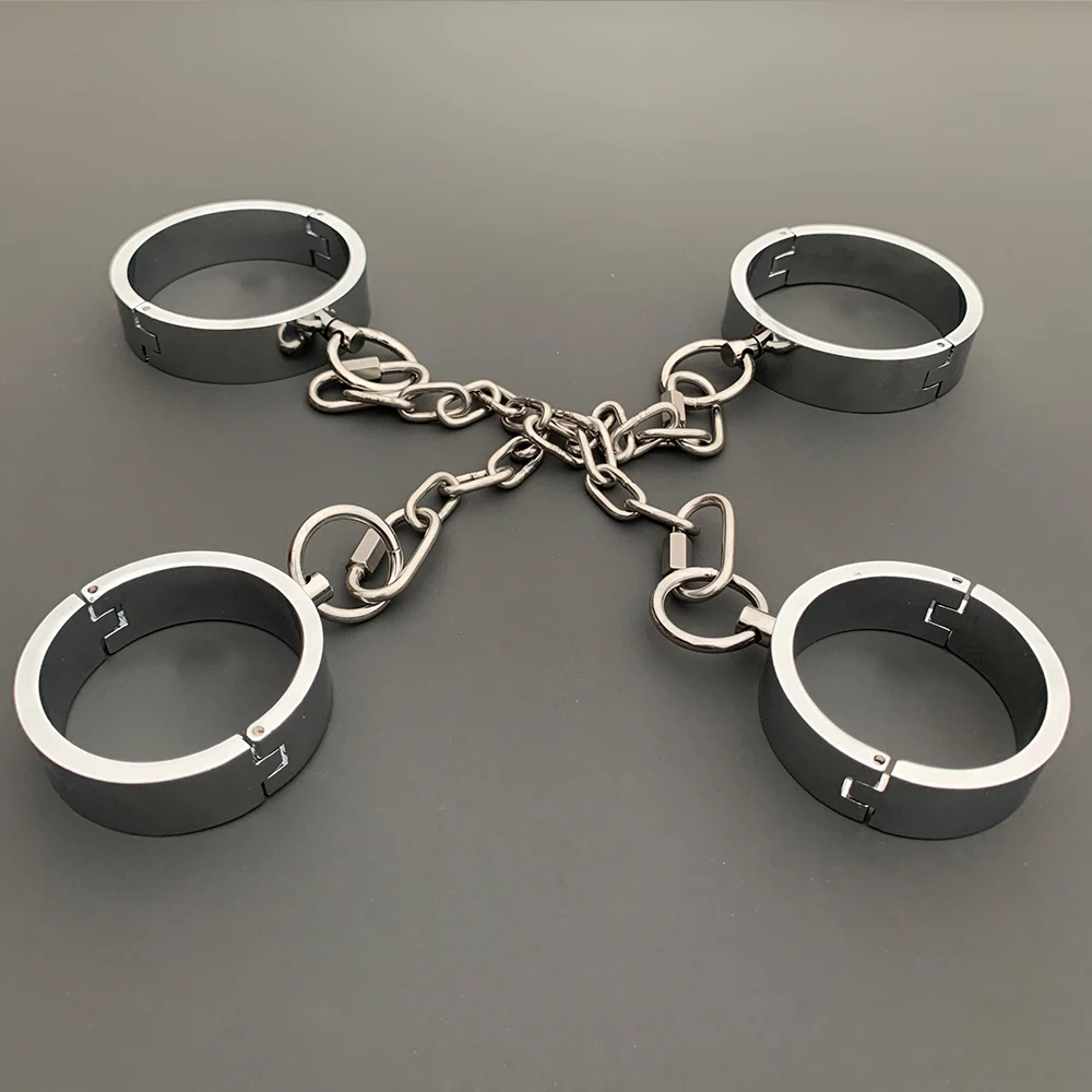 Metal Bdsm Bondage Collar Handcuff Wrist Metal Ankle Cuffs Binding Bolt