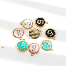 10pcs/Lot Alloy Drip Oil Pendant Special Meaning Digital Golden Border Charms For DIY Necklace Jewelry Making Accessories