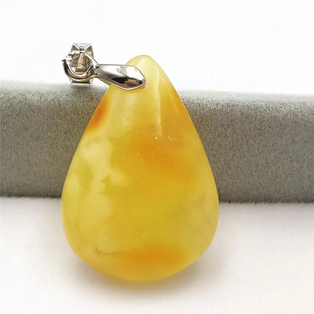 

24x18x8mm AAAAA Natural Yellow Amber Necklace Pendant Oval Fashion Gemstone For Party Yellow Crystal Healing Pendant AAAAA
