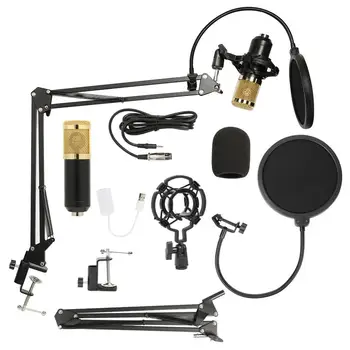 

BM800 Condenser Studio Microphone Professional Karaoke Singing Condenser Sound Recording Microphone w/Stand Shock Mount LR Cable