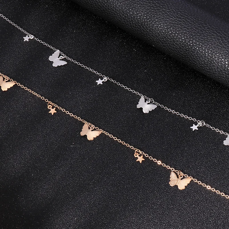 Маленькое животное бабочка цепь со звездами ожерелья для женщин Горячая Золото Серебро Цвет ключицы цепи ожерелья ювелирные изделия аксессуары