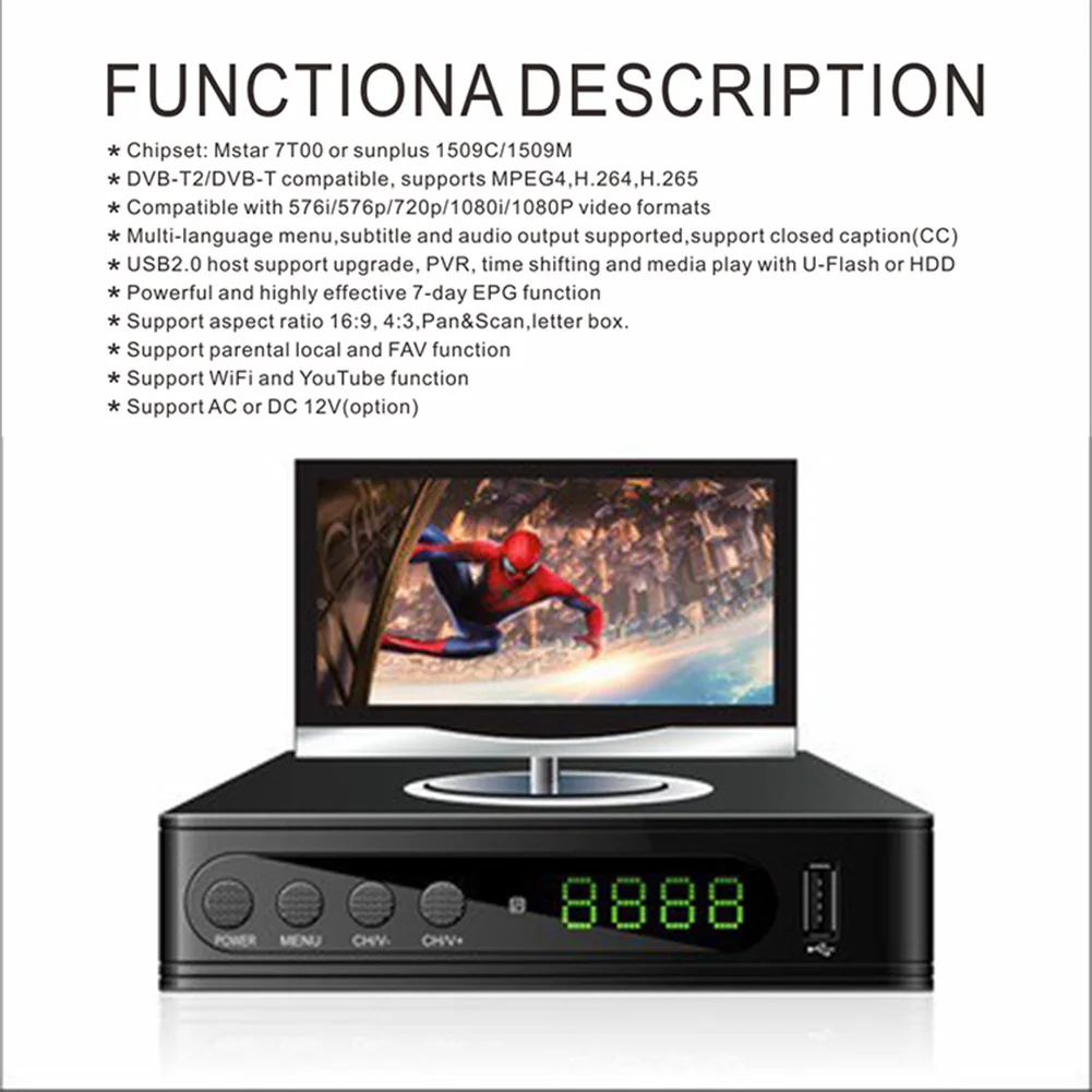 ТВ ресивер DVB T2 / T DTT HD цифровой тюнер приемник TV H.264 спутниковый Wi Fi декодер для