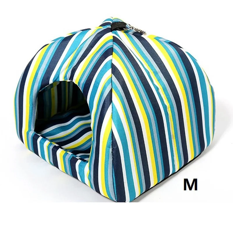 1pcs Pet Dog Cat House Comfortable Kennel Doggy Bed Foldable Fashion Cushion Basket Cute Animal Cave Pet Products - Цвет: GR  M