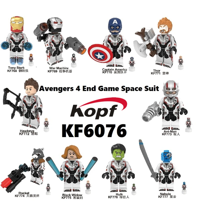 

Building Blocks Movie 4 Endgame Space Suit With Micro Figure Thor Tony Stark War Machine Action Toys For Children KF6076