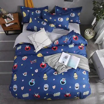 

Sesame Street Cartoon Printed Bedding Set blue twin full queen king size best selling Duvet Cover Pillowcase Sheet Bedclothes