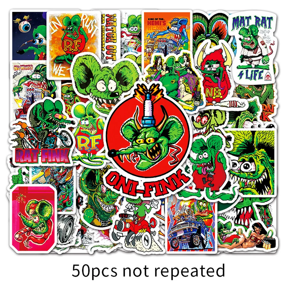 10 50pcs Rat Fink Mouse Waterproof Stickers For Mobile Phone Laptop Luggage Guitar Case Skateboard Bike Car Decal Stickers Assorted Stickers Aliexpress