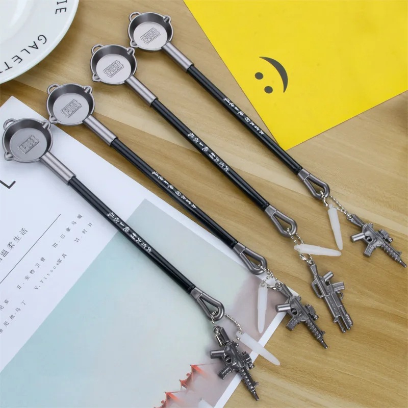 16pcs factory direct new pan shape with submachine gun gel pen student stationery wholesale