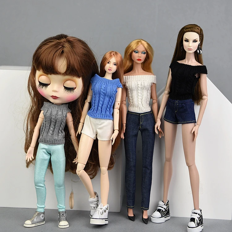 Sweater Top + Pants / Topshop knitwear & Blue Jeans Shorts Skirt Outfit  Clothing For 1/6 BJD Xinyi Barbie Blythe FR ST Doll|Dolls Accessories| -  AliExpress