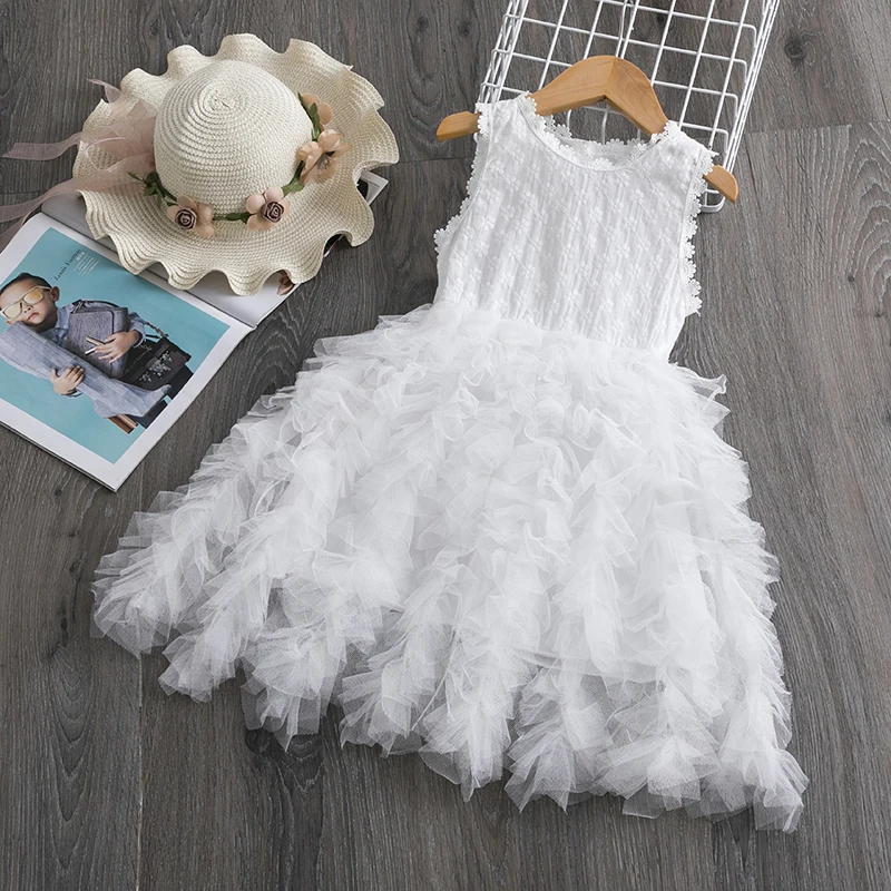 Праздничная одежда для малышей Пышное летнее платье-пачка для девочек Детские платья принцессы для девочек, платье для дня рождения для малышей детская повседневная одежда - Цвет: White
