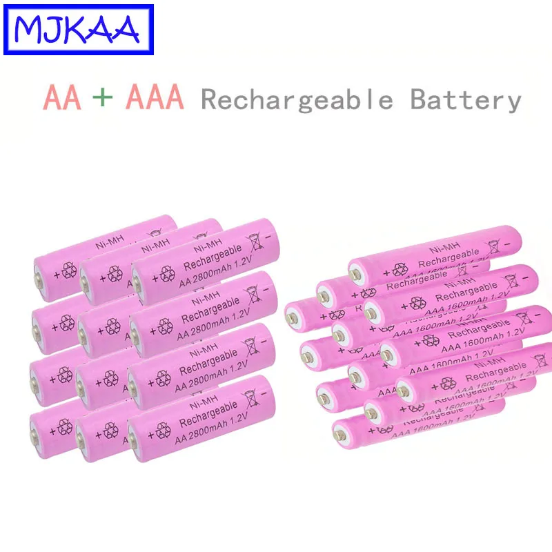MJKAA 24/40 шт. AA 1,2 V 2800 мА/ч, металл-гидридных или никель Перезаряжаемые Батарея+ AAA 1,2 v 1600 мА/ч, никель-металл-гидридного Перезаряжаемые батареи