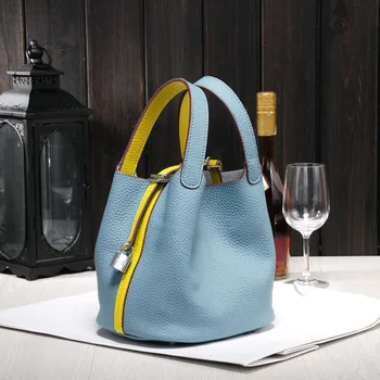 

2020 new cow Leather bag luxury design handbag TOGO lychee tote Fashion shoulder messenger bag Bucket bag Vegetable basket