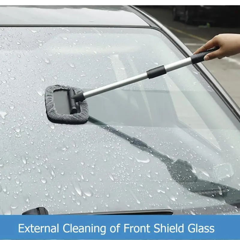 Очиститель окон с длинной ручкой, щетка для мытья автомобиля, защита от пыли, уход за автомобилем, для блеска лобового стекла, длинная ручка, поворотная головка, удобная салфетка, снежный туман