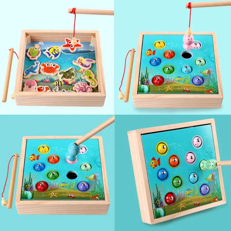 Детские деревянные игрушки магнитная игра рыбалка игрушка мальчик подарки для девочек, новинка
