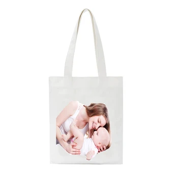 

SCCFMM Baby Mommy Print Canvas Handbag Preppy Large Capacity Shopping Bags School Bag For Female Student Girls Women's Handbags