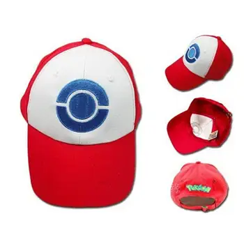 

GloryStar Pokemon Hat Ash Ketchum Visor Cap Costume Cosplay Anime Red Baseball Hat