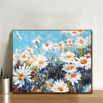 

Daisy Paintings By Numbers DIY Pictures Oil Coloring By Numbers Set Gift Drawing By Numbers Canvas Decor New Arrivals