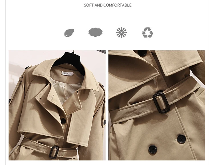 2021 Autumn Winter Crop Trench Coat Women Double Breasted Belt Female Short Coats French Windbreaker Trench Coat Women korean ladies parka coats