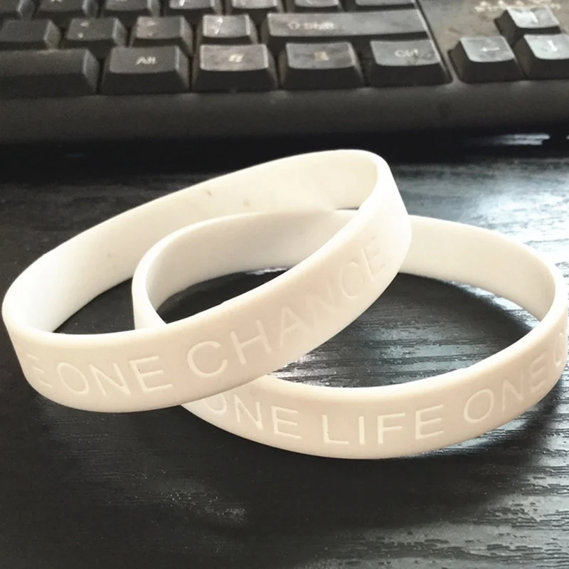 Silicone Wristband 1PC Fashion One Life One Chance Printed Sports Bracelet Bangles Rubber Bracelet Men Women Jewelry