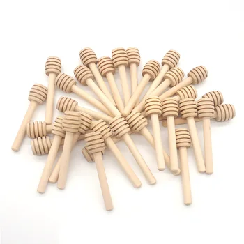 

100 Pcs High Quality Honey Stir Bar Mixing Handle Jar Spoon Natural Wooden Honey Dipper Wooden Stick Honey Spoons