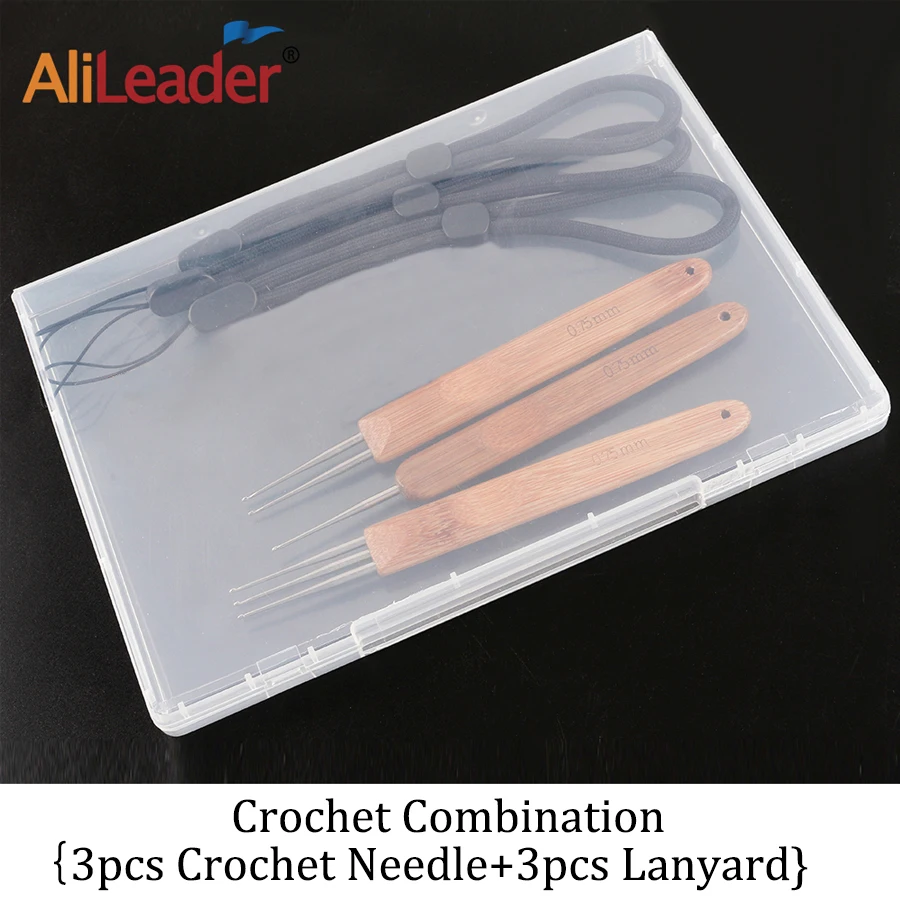 

Alieader 3 PC 0.5/0.75mm Bamboo Handle With Stainless Steel Needle Hooks Top Selling Braiding Hair Making Set Smooth Handle