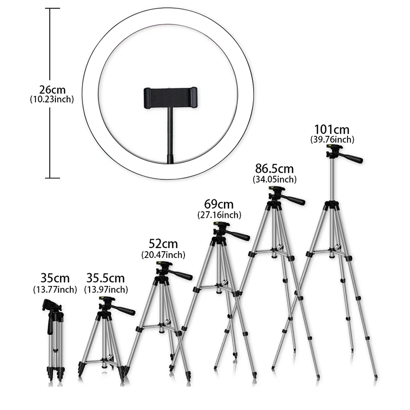 Штатив-держатель для телефона с клипсой и светодиодным кольцевым светильник для камеры, кольцевой светильник для студийной фотосъемки, кольцевой светильник для Youtube, для макияжа, Селфи