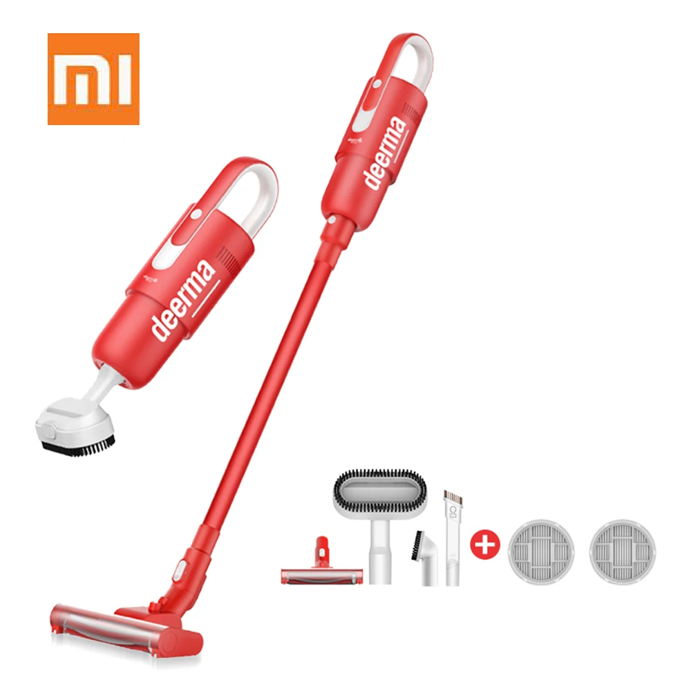 

Hot Deerma DEM VC21 Handheld Cordless Vacuum Cleaner Stick Aspirator Unique Red Version Home Dust Collector Cleaning Machine