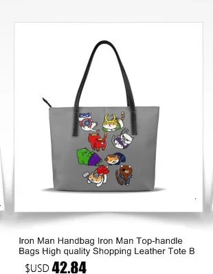 Сумка Железного человека, сумки с верхней ручкой, высокое качество, кожаная сумка для покупок, подростковые женские сумки с принтом
