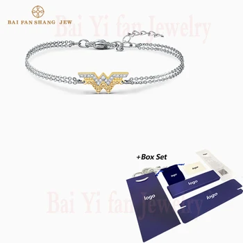 

2020 Fashion Jewelry SWA New FIT WONDER WOMAN Bracelet Double W Wonder Woman Pattern Crystal Female Elegant Romantic Gift