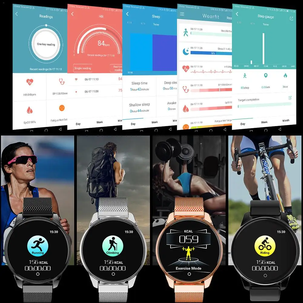 IP67 Waterproof Sports Smart Watch 4 Smart Bracelet Heart Rate Blood Pressure Monitoring Health Reminder Sports Bracelet