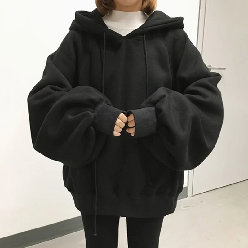2019 Sweatshirt Women Fashion Students Hoodies O-neck Long-sleeved Yellow Black Hoodies Oversize Harajuku BF Loose Hoodies Tops