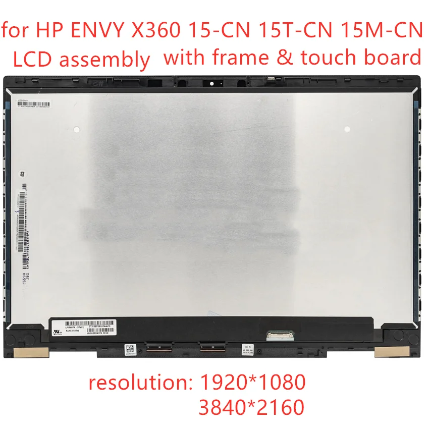 

15.6 LCD Touch Screen Digitizer Assembly for HP ENVY X360 15-CN 15-cn0002TX 15T 15M-CN FHD L20114-001 UHD L20118-001 Replacement