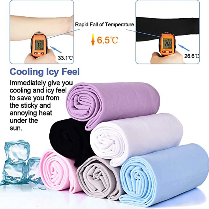 1Pair Unisex UV Sun Protection Cooling Ice Silk Arm Sleeves Outdoor Cycling Running Fishing