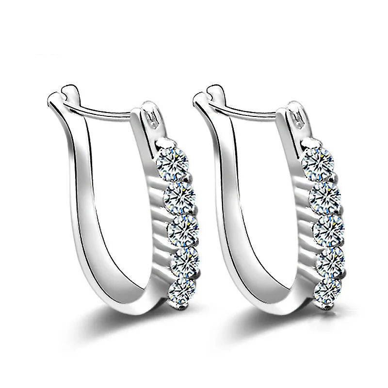 Модные серьги-гвоздики из стерлингового серебра 925 пробы, ювелирные изделия, роскошные стразы, инкрустированные "U" дизайн, серьги с застежкой, Женские Ювелирные изделия brincos