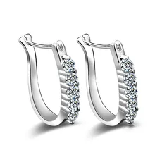 Модные серьги-гвоздики из стерлингового серебра 925 пробы, ювелирные изделия, роскошные стразы, инкрустированные "U" дизайн, серьги с застежкой, Женские Ювелирные изделия brincos