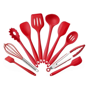 

10pcs Kitchen Tool Sets Non-Stick Kitchen Multi-functional Spatulas-Silicone & Stainless Steel Kit Pots & Pan