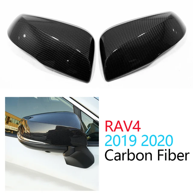 Fit For Toyota RAV4 2019 2020 Carbon Fiber Side Rearview Mirror Cover Trim 2PCS