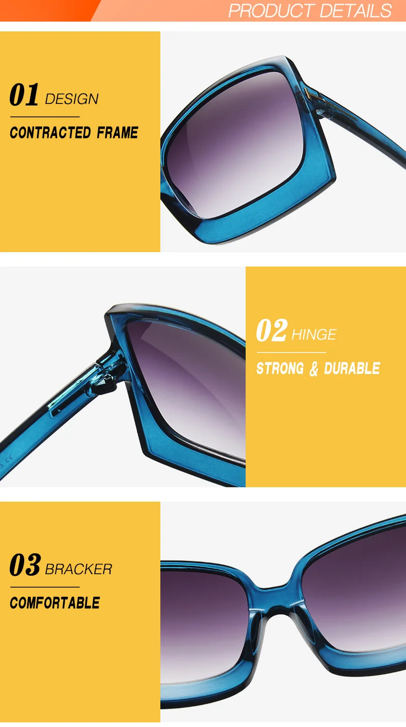 New Fashion Women's Sunglasses 2021 trend Square Sunglasses Female Designer Vintage Retro Sun Glasses For Women Gradient Classic (16)