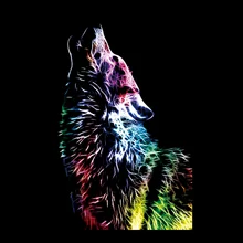 

Noctilucence Animal Patch Wolf Logo Colour Printing Iron on Patches for clothing Transfer Printing Luminous Clothes Stickers