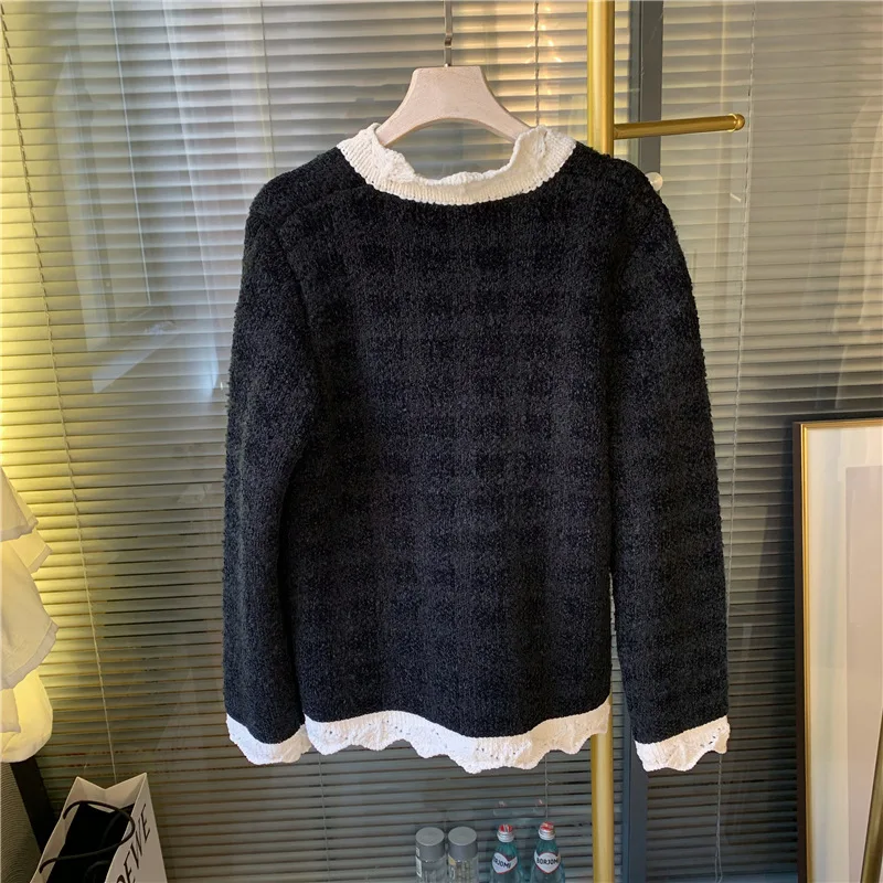 Women Patchwork Knitted Cardigan Niche Single Breasted Knitted Sweater Knitwear Jacket