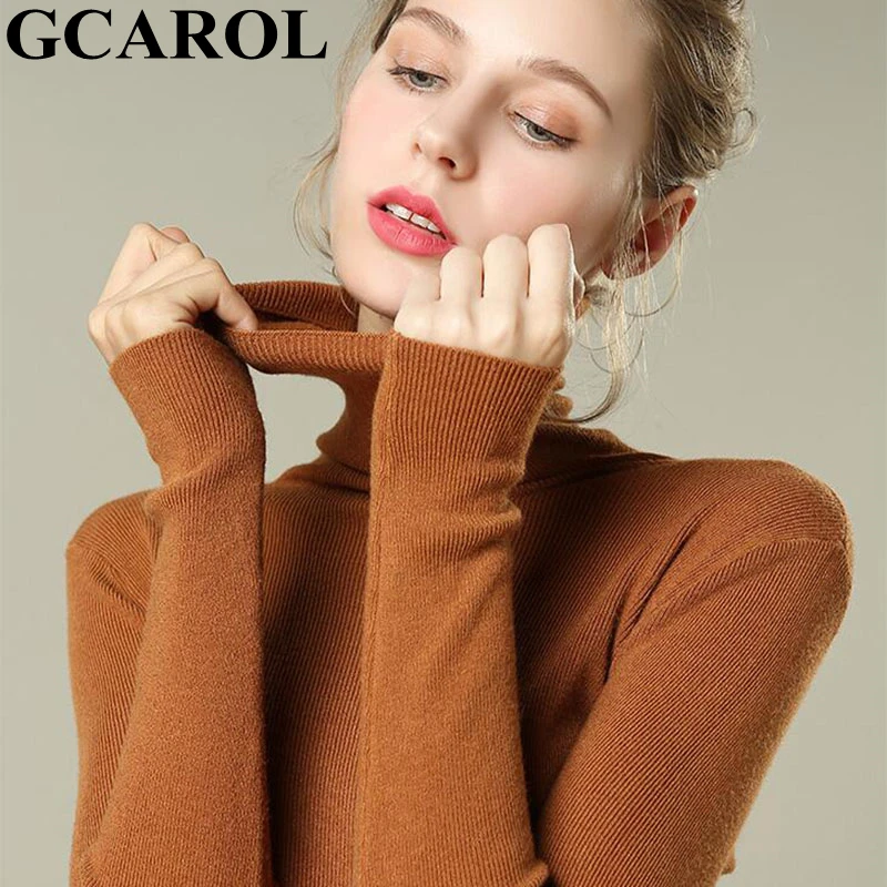Женский свитер с хомутом GCAROL стрейчевый джемпер в стиле минимализма содержанием
