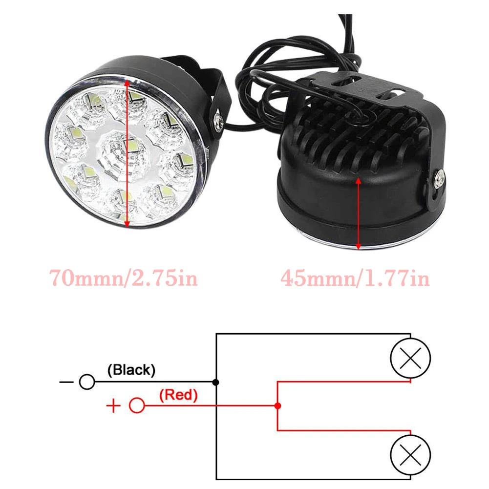 Комплект из 2 предметов белый 12V 9 светодиодный круглый дневные ходовые огни