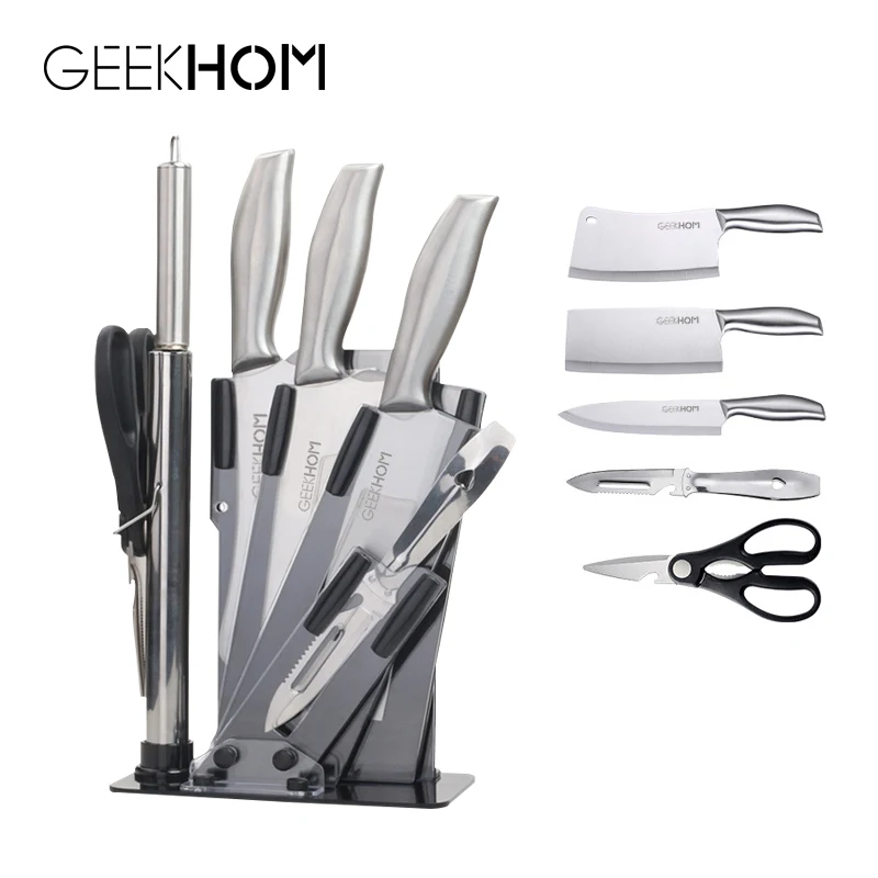 

Stainless Steel Kitchen Knife Set with Stand Japanese Professional Chef Knives Cleaver Cutter Multi Sharp Cooking Knife Sets
