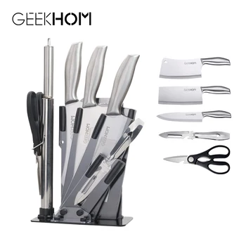 

Stainless Steel Kitchen Knife Set with Stand Japanese Professional Chef Knives Cleaver Cutter Multi Sharp Cooking Knife Sets