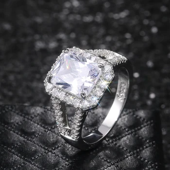 

Huitan AAA Princess Square Cubic Zirconia Finger Rings for Women Wedding Engagement High Quality Brilliant Female Trendy Jewelry