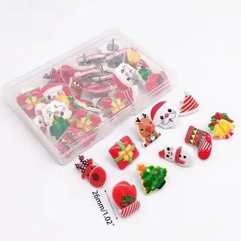 

30PCS Decorative Map Thumbtacks Push Pins for Cork Board School Office Cartoon Stationery Christmas Gift
