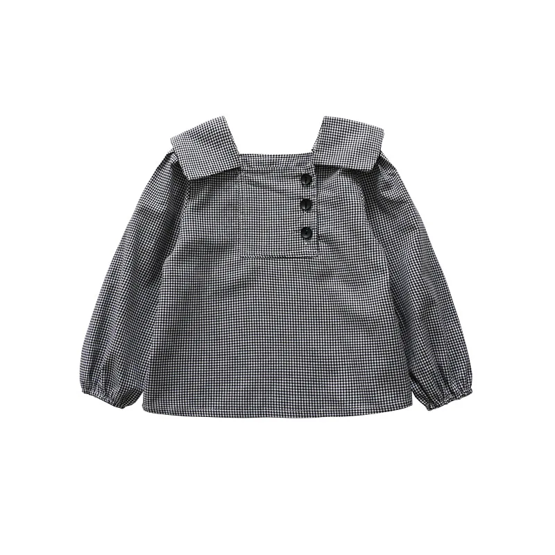 Рубашка в клетку с квадратным воротником для девочек; свободная повседневная куртка
