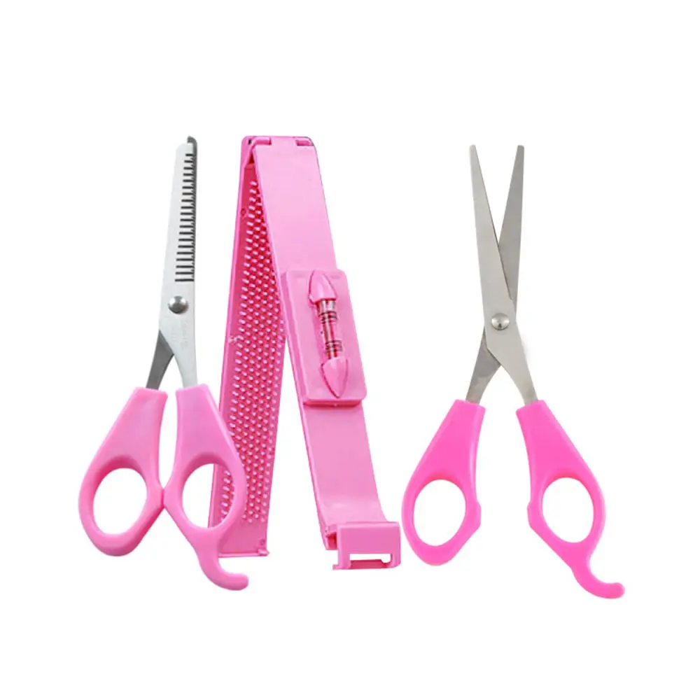 

3PCS Professional Pink DIY Women Girls Artifact Style Set Kit Hair Cutting Tool Pruning Scissors Bangs Layers Style Scissors Hot