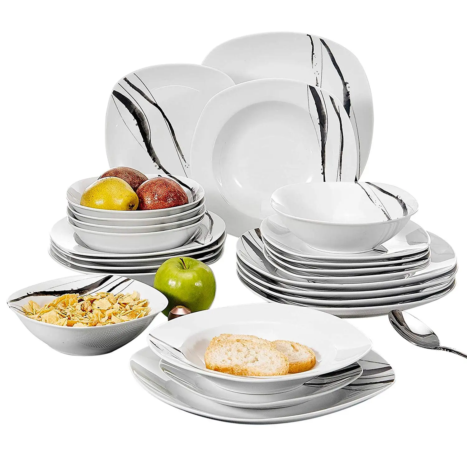 Veweet Teresa 24 Piece Dinner Set Porcelain Ceramic Tableware Dinner Set Porcelain Ceramic Tableware