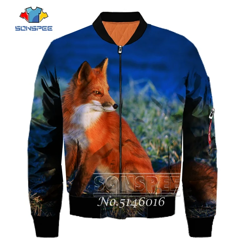 SONSPEE Animal Fox 3D Print Harajuku top Flying jacket aviator pilot Men Bomber Jackets Women Fashion Casual Clothing F5 - Цвет: 05