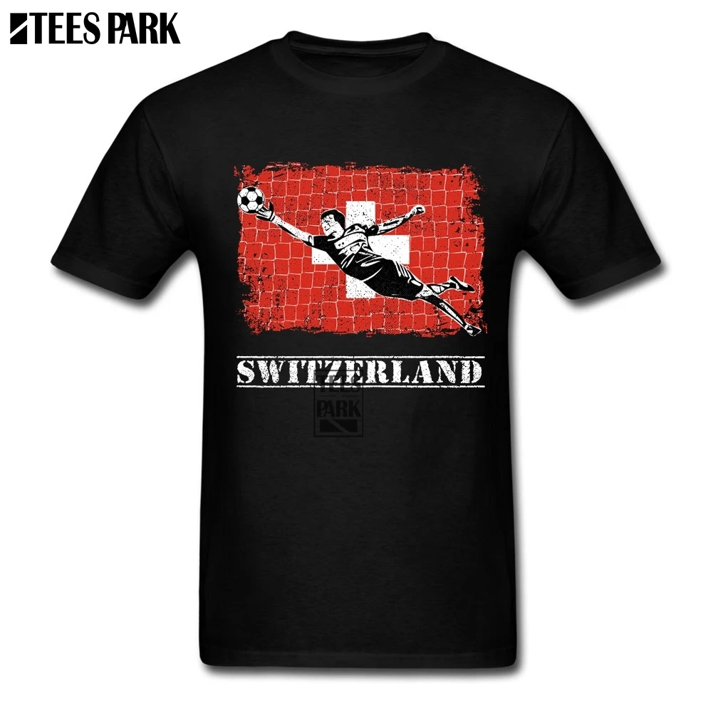 Tee Tops Clothing Switzerland Flag Soccers Footballer Funky T Shirts Teenage Round Collar Short Sleeve Shirt Unique Men's Shop | Мужская